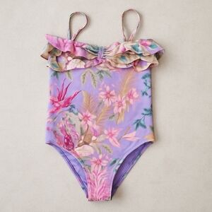KIDS ZIMMERMANN ONE-PIECE SWIMSUIT FLORAL RUFFLE LUXURY DESIGNER RESORTWEARA